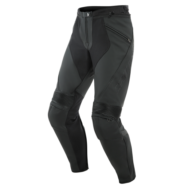 Pantalón para moto Dainese Pony 3 S/T de piel negro mate con protección certificada para conducción deportiva