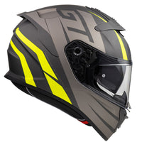 Vista lateral derecha casco Premier Devil GT Y BM gris amarillo